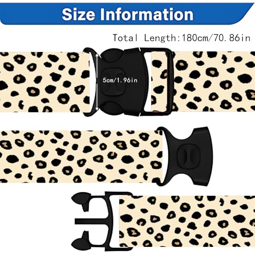 Image of 2 Pack Luggage Straps for Suitcases, Adjustable Travel Belt with Buckle, 2 inch Wide Heavy Duty Suitcase Straps for Summer Vacation, Trendy Leopard Print, Travel Essentials, Cream /Black, Multi
