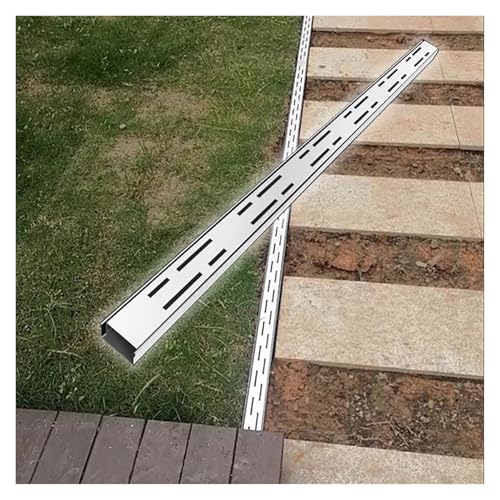 Image of GJMSSMY Driveway Channel Drain Kit, Trench Floor Drains for Concrete with Stainless Steel Grates, Outdoor Yard Pool Deck Patio Drainage System(1PACK,7x3cm(2.8x1.2in))