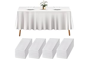 24 Pack Disposable Plastic Tablecloths - 108" x 54" Large White Tablecloths for Any Occasion