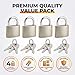 4 Pcs Small Silver Keyed Padlocks with Keys, Pad Locks,Solid Brass Padlock with Key, Lockers Locks with Same Keys for Toolbox, Sheds, Storage Unit, Gym, Fence, Lockers Padlocks