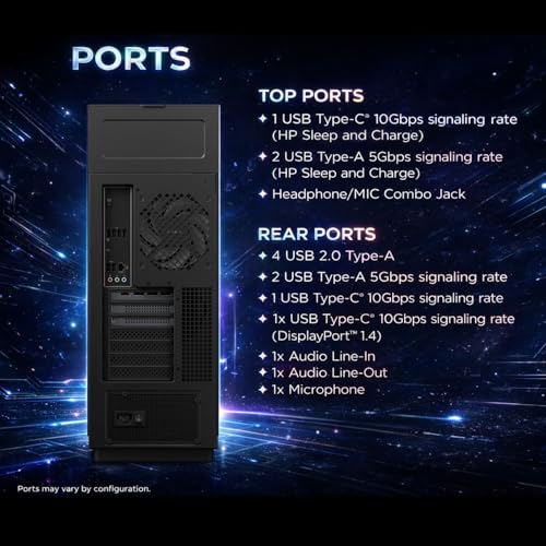 Image of PCONLINE HP Omen MAX 45L 5090 Gaming Desktop, AMD Ryzen 9 9900X3D 5.5GHz, Geforce RTX 5090, 32GB DDR5 RAM, 1TB SSD, RGB Light Studio, LCD Liquid Cooler, DP, HDMI, Wi-Fi 7, Windows 11 Pro, Black