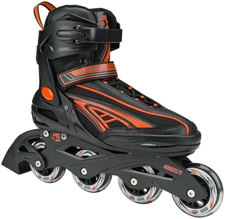 Panther Inline Skates for Men with Adjustable Strap, 82mm Wheels - Soft Boot Fit and Comfortable Inline Skates for Street Hockey, Roller Derby & Long-Distance Skating (10.0-Orange/Black)