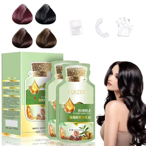 HUANG YI Bubble Plant Hair Dye Natural,New Botanical Bubble Hair Dye 20ml 10Packs/Box.(Natural Black)