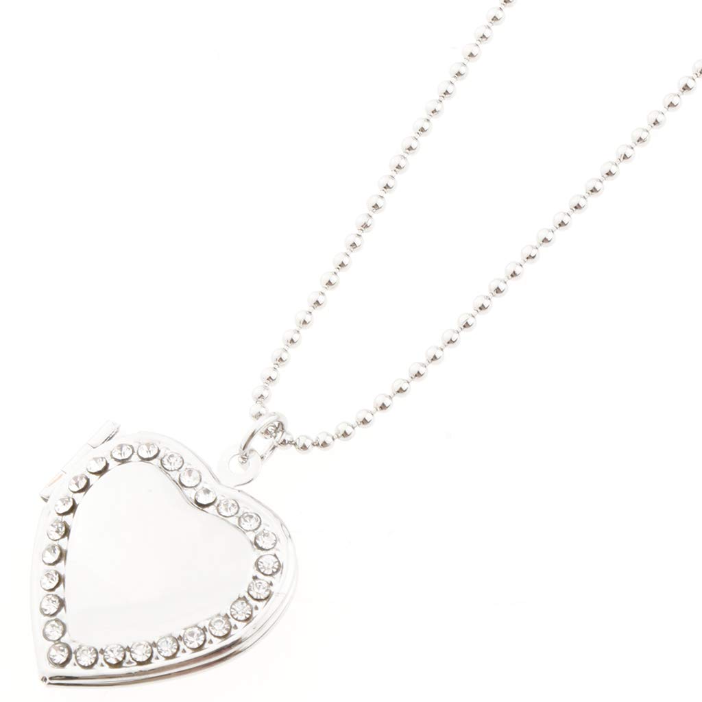 COMBRMini Rhinestone Heart Photo Picture Lockets Memorial Necklace 4