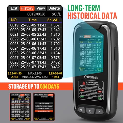 Image of LifeBasis Portable Radon Detector, Fast 6H First Result, Rechargeable