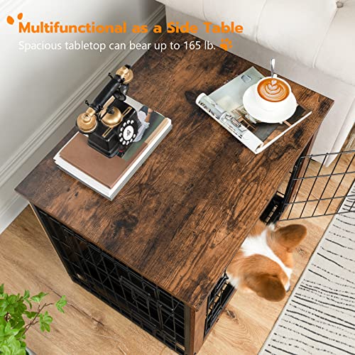 Hoobro Dog Crate Furniture, Decorative Dog Kennel, Wooden Pet Furniture With Pull-Out Tray, Home And Indoor Use, Double Doors Modern Side End Table For Small/Medium Dog, Chew-Resistant Bf642Gw03G1 #TOP2