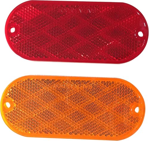 Image of MAXXHAUL 51018 Oval Reflectors 4 Red and 4 Amber Self Adhesive or Drill Mount-DOT 8 pack for Trucks RV's Campers Bike Racks Cargo Carriers 4-3 /8 inch x 2 inch x 1 /4 inch
