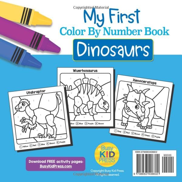 My First Color By Number Book Dinosaurs: 26 Dinos A to Z for Kids 4+ - Image 2