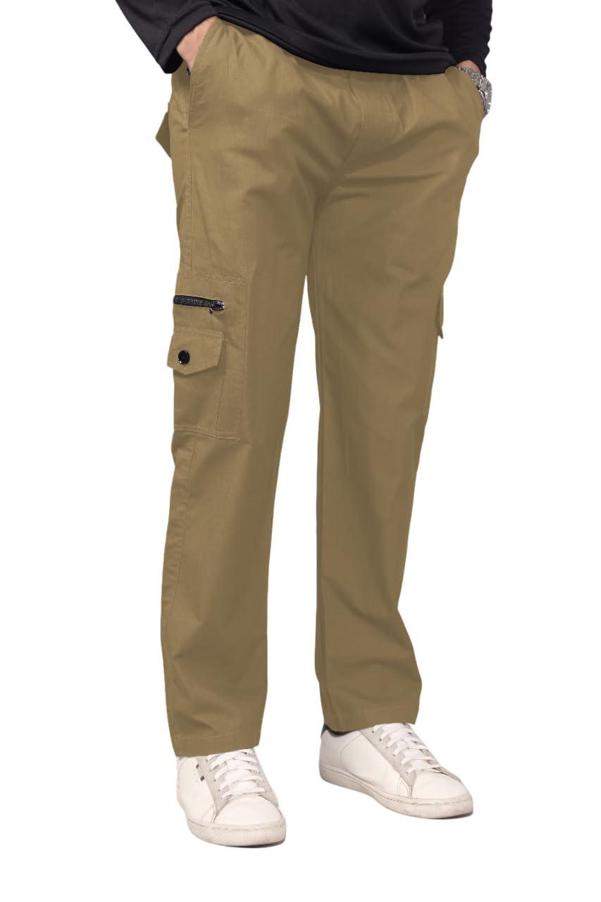 Men's Casual Cargo Pants, Multi-Pocket Design, Available in Grey, Black, Army Green,Khakhi Cotton Blend, Straight Leg Style, Everyday Wear