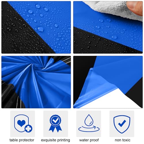 Image of Oudain 3 Pcs Plastic Table Cloths Disposable 54 inch x 108 inch, Royal Blue, Black
