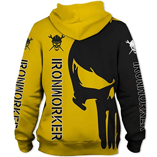 Heart Gifts Black Yelow Ironworker Punisher Skull 3D All Over Printed Pullover Hoodie, T-Shirt, Zip Hoodie, Sweatshirt, Hawaiian Shirt, Polo T-Shirt, Tank Top for Men and Women