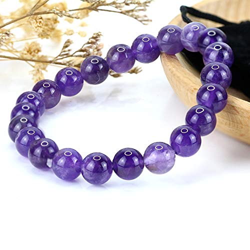 Image of Clearain Natural Gemstones Bracelet 8mm Chakra Round Beads Energy Power Crystal Reiki Healing Elastic Stretch 7 Inch for Women Men Unisex