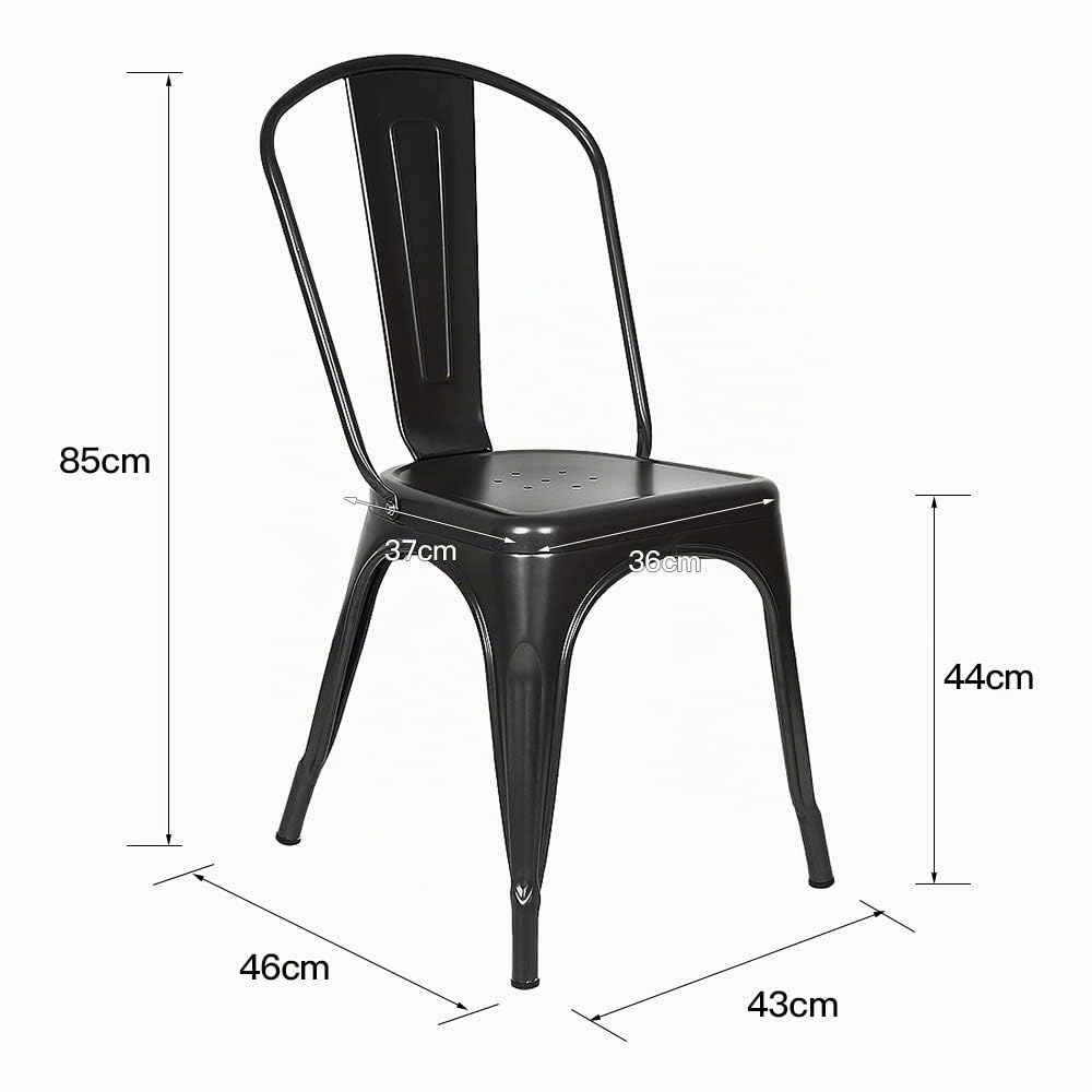 RELOVE Lot de 4 Chaises de Salle à Manger Empilables en Métal Style Industriel Vintage, Convient pour Une Utilisation Intérieure et Extérieure, Chaise de Jardin,85 * 45 * 45cm