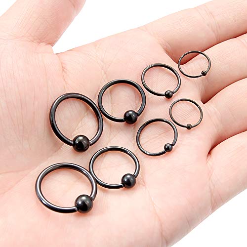 SCERRING 4 Pairs 20G 16G 14G 12G Stainless Steel Captive Bead Ring Nose Hoop Rings Eyebrow Lip Ear Tragus Cartilage Daith Septum Nipple Belly PA Retainer Piercing Jewelry 10-16mm3