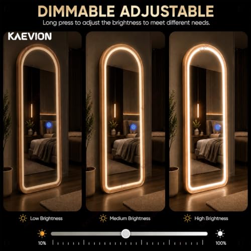Image of 5 Feet 3 in 1 LED Lighted Arch Mirror, Rose Gold | Full Length, Wall-Hanging, Premium 5mm Thick Frame, Backlit Tall Arched Vanity Mirror