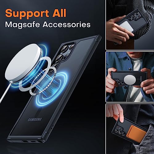 Image of TOCOL for Samsung Galaxy S22 Ultra Case Magnetic, [Wireless Charging Compatible ][Military Drop Protection] Translucent Matte Back Cover for S22 Ultra, Black