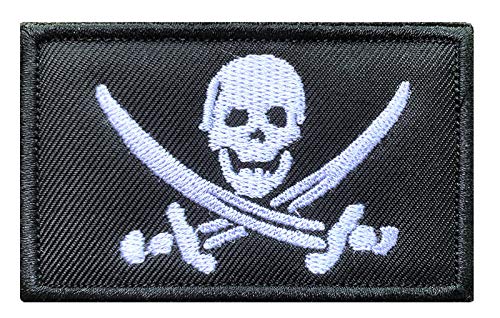 Antrix Pirate Flag Patch Jolly Roger Knife and Fork Dead Skull Military Badge Emblem Patch Hook & Loop Patch for Backpacks Hats Caps Bags Vests