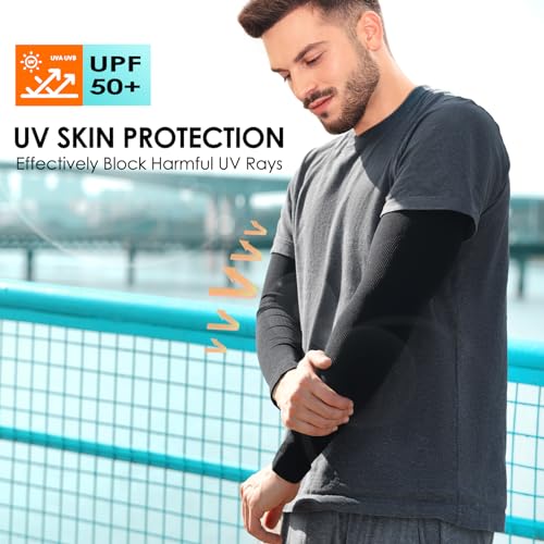 4 Pairs UV Sun Protection Arm Sleeves for Men Women, Compression Cooling Sun Sleeves - Sports - Workouts - Tattoo Cover2