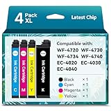  802XL Lot de 4 cartouches d\'encre reconditionnées 802 XL pour Epson 802 T802 T802XL Haut rendement pour Epson Workforce Pro WF-4740 WF-4720 WF-4734 WF-4730 EC-4020 EC-4030 EC-4040