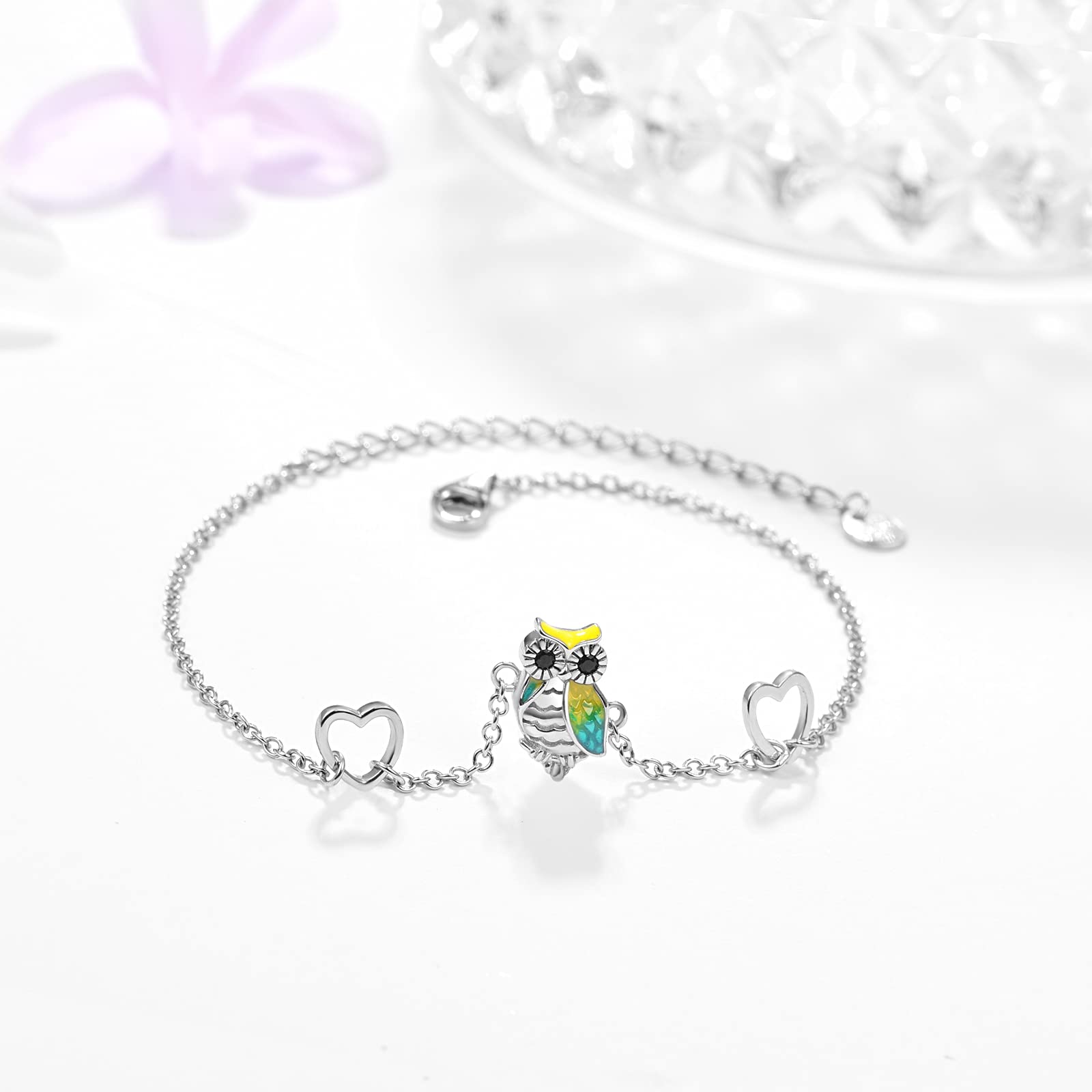 KINGWHYTE Tier Armband Damen 925 Sterling Silber Verstellbar Armband Tier Schmuck Geschenk für Frauen Kinder Mädchen Tochter