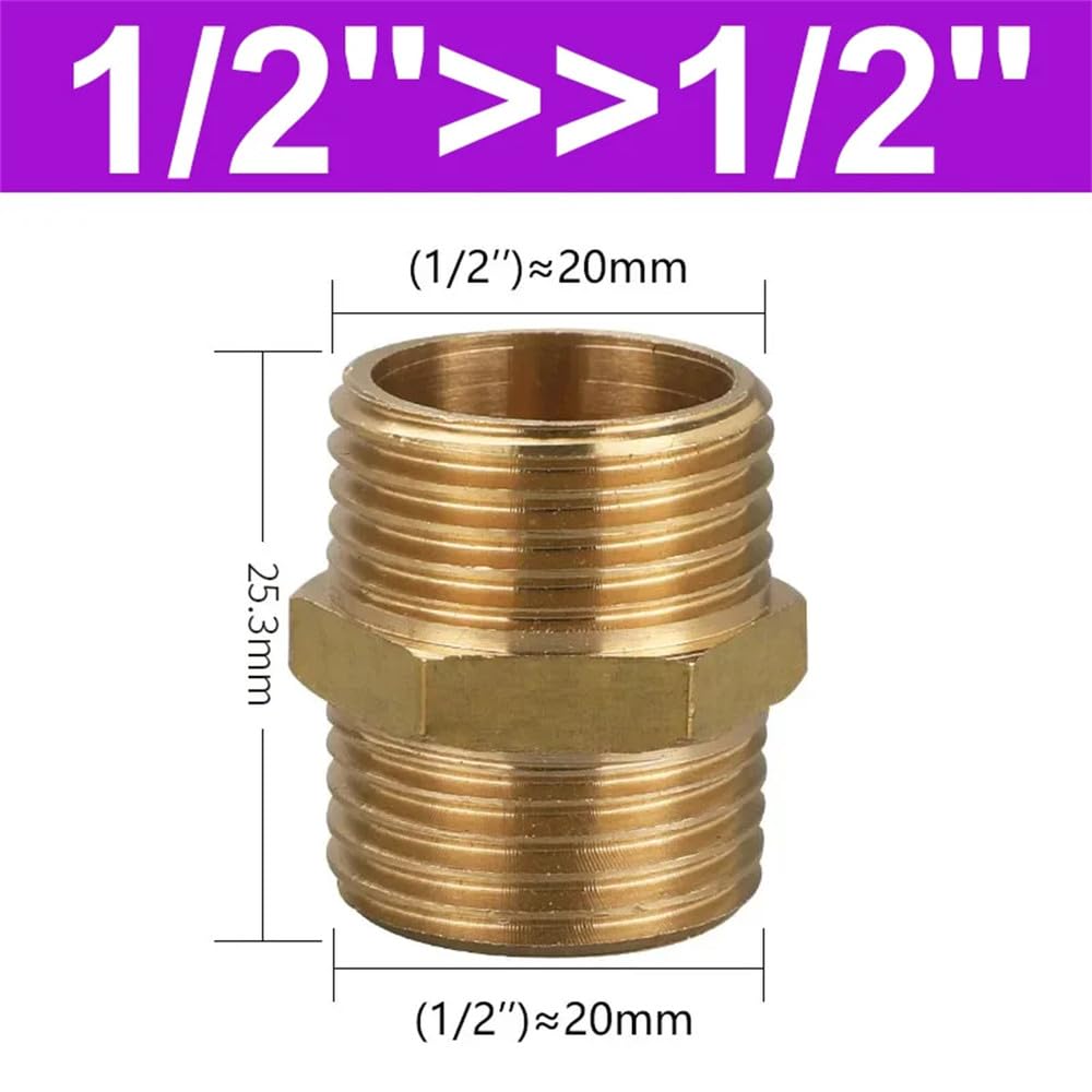 Racores de latón para mangueras, Accesorio de tubería reductor hexagonal de latón, rosca de 1/8, 1/4, 3/8, 1/2, 3/4 y 1 pulgada, adaptador de cobre, conector de acoplamiento igual, junta de plomería(0