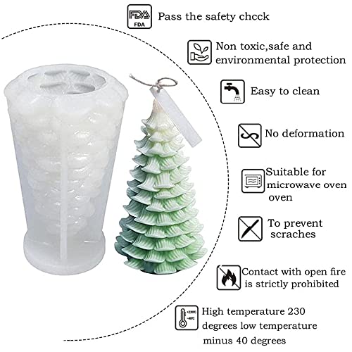 UYST Kerzen Silikonform Weihnachtsbaum Weihnachtsbaum Kerze Formen Party Silikonform Weihnachtsbaum Kerzenformen Christmas Für Seifenkerzen Cupcakes Dessert Handgemachtes Bastelgeschenke (Zeder) – Bild 4