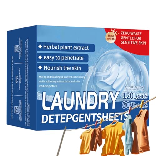 Hojas para Laundry,120 Lavados Láminas Jabón Viaje Para Lavadora | Tiras Limpia Naturales Viaje Camping Vacaciones Hotel Negocio Hogar Exterior