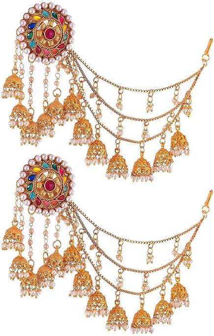 Jewel India Bollywood Traditional Wedding Party-wear Gold Plated Pearl Beads Indian Bahubali Designer Chandbali Jhumka Jhumki Earrings