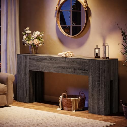 Image of Tribesigns 71-Inch Long Console Table for Entryway, Farmhouse Sofa Console Behind Couch, Entry Table for Hallway, Foyer, Living Room, Gray
