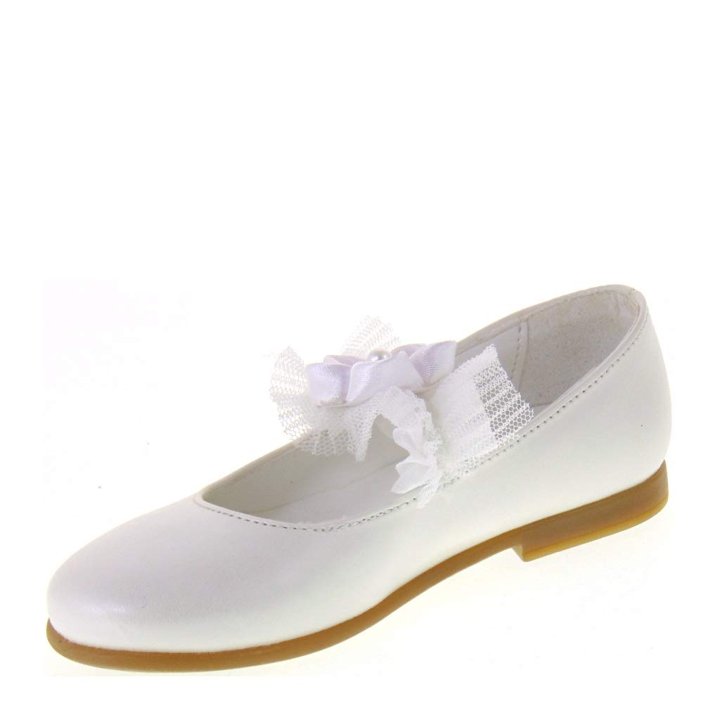 Generico Ballerines élégantes de cérémonie pour communion ou damille, fabriquées en Italie - Blanc - Blanc, 30 EU EU