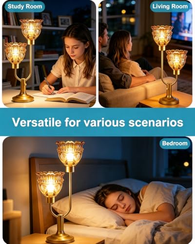 Image of Lightdot Mid Century Modern Table Lamp Dimmable Vintage Gold Lamp Gift