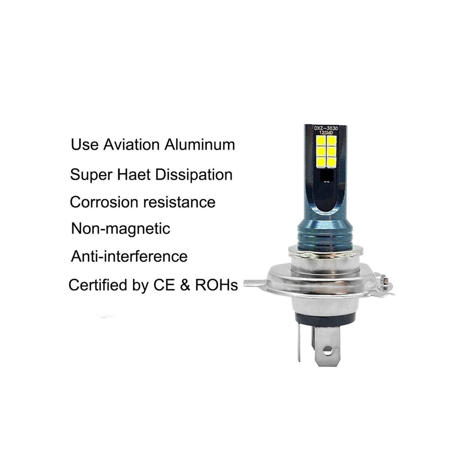 Lot de 2 ampoules LED for phares antibrouillard de voiture H4 H7 H11 H8 H9 H10 H1 H3 9005 9006 12000LM 80W 12V(6500K Cold White,H7 Extendable Hose)
