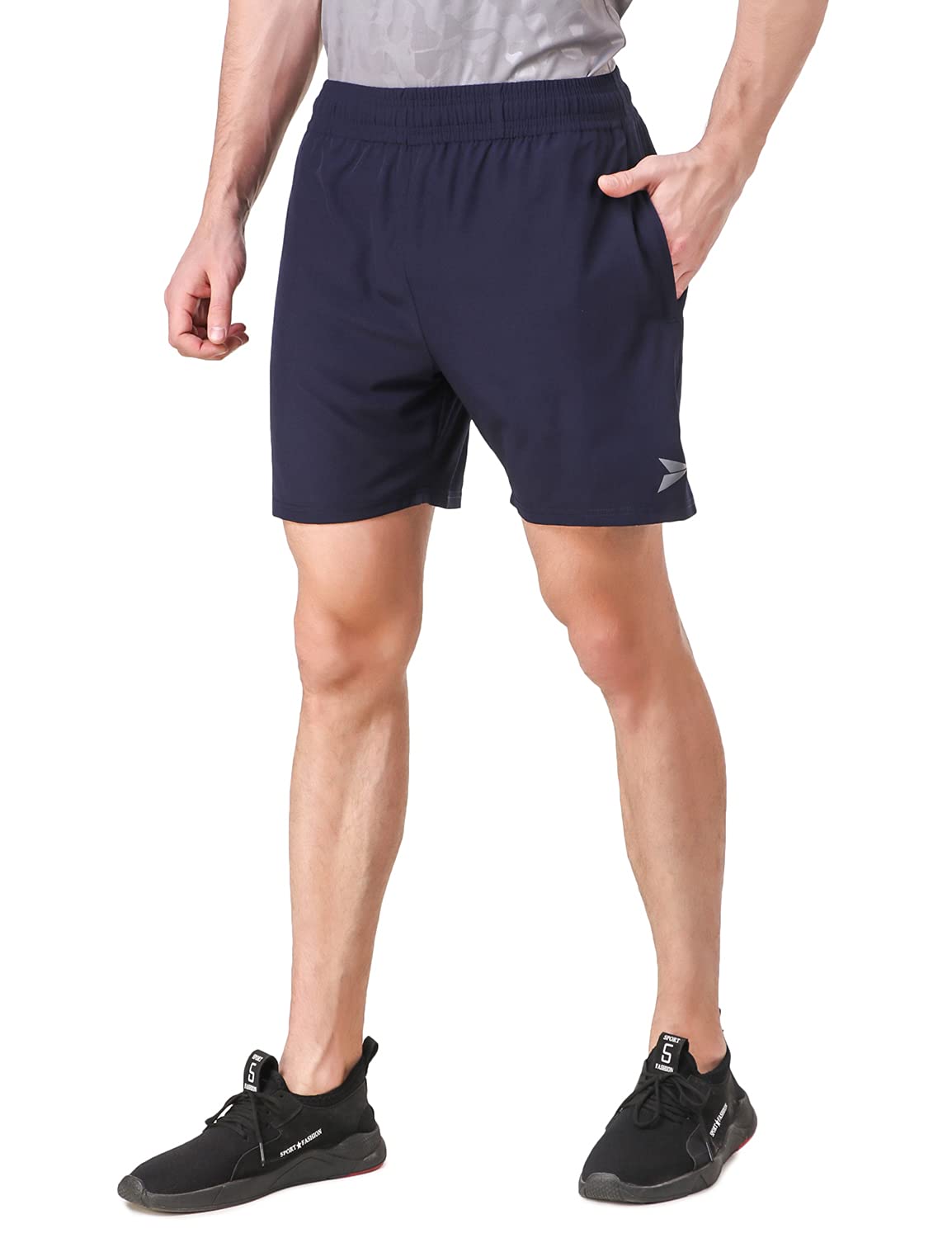 FITINC Lycra Mens Half Pant with Zipper Pockets | Relaxed Fit Running Shorts for Man | Lightweight Sports Shorts for Men