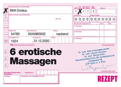 modern times Postkarte LUSTIG - Motiv: 6 EROTISCHE MASSAGEN, Anlass: Gutscheine Sex/Drugs, Künstler/Verlag: ART & IMAGE, Größe: A6