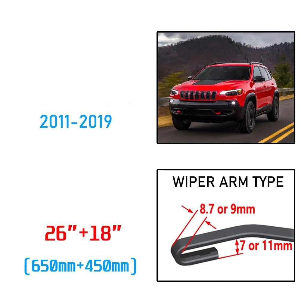 Pióra wycieraczek samochodowych dla Jeepper Cherokee KL 2014 2015 2016 2017 2018 2019 Pióra wycieraczki przedniej szyby przedniej części akcesoria samochodowe z hakiem typu J