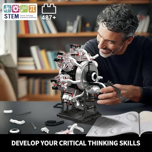 Image of Mould King 10233 Radial Aviation Engine Building Blocks Sets, Engine Model kit That Run, Build Your Own STEM Model Engine, Engine Building Engineering Toys (3089+PCS)
