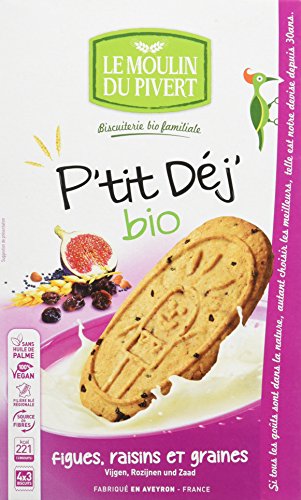 Moulin Pivert PTit Déj Figues Raisins/Graines Bio 190 g - Lot de 6