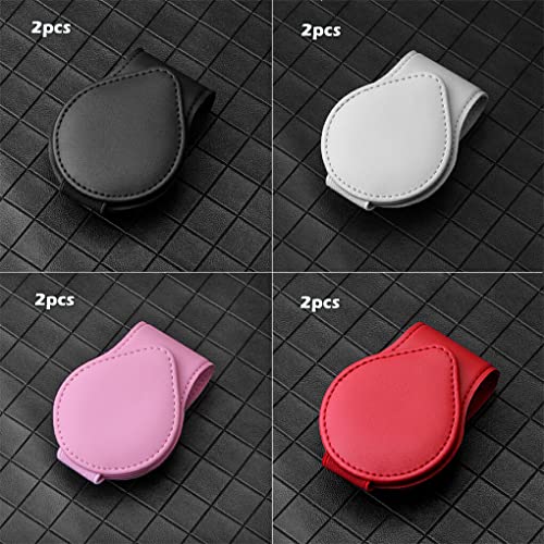 CUDDIKAJI Pacote de 2 óculos de carro clipe de couro porta-cartões prendedor organizador, Schwarz