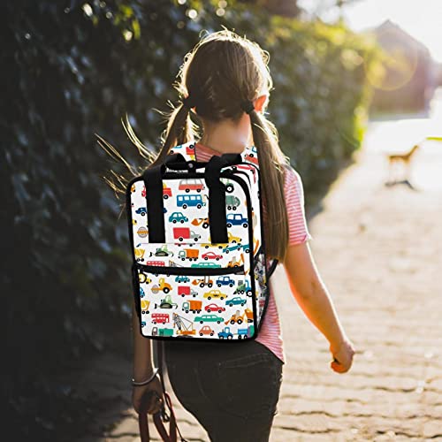 Sac à dos pour garçons avec bretelles réglables motif voitures dessin animé