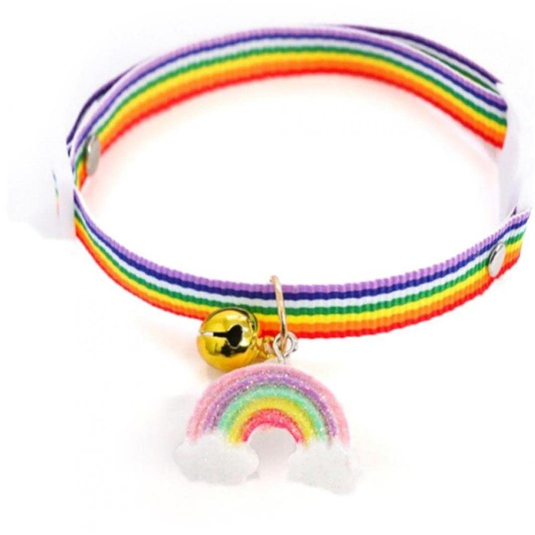 Casiler Style 1 1Pc Cat Collar Nylon Rainbow Pendant Bell Adjustable Dog Puppy Necklace Kitten Collar Pet Supply