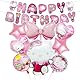ballon 8 Stück Kity Geburtstagsdeko, Cat Folienballon Geburtstag mit Banner, Kindergeburtstag Deko Party Deko Luftballon für Kinder Mädchen