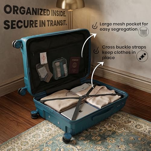 Image of AMERICAN TRAVELLER New York Trolley Bag | Durable Hard Shell | Durable Hard Shell , TSA Type Lock , Spinner Trolley Luggage, 360 Disc Spinner Wheels
