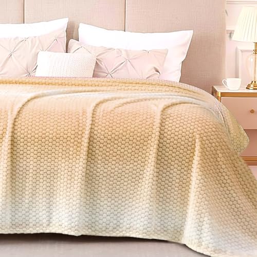 Image of Cortina Jacquard All Season Blanket Double Size Summer AC Blanket Winter Warm Lightweight Reversible Throw Soft Cozy Plush Fuzzy Blanket for Bed Couch Sofa (Brown, 200x230 cm) Color May Vary