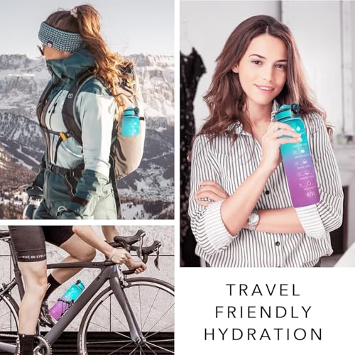 Image of 1 Litre Unbreakable Sipper Water Bottle With Strap, Leakproof, BPA-Free & Durable Tritan, Water Bottle for Adults, Gym, Kids, School, Gifts & Office, Motivational Time Marker, 1Ltr Sipper Bottle