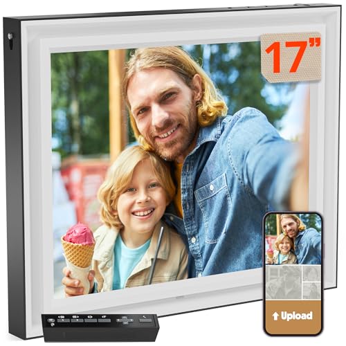Pix-Star 17 inch Extra Large Digital Frame | Free Unlimited Cloud | Share Videos and Photos by Email or App | Motion Sensor | Large Electronic Picture Frame