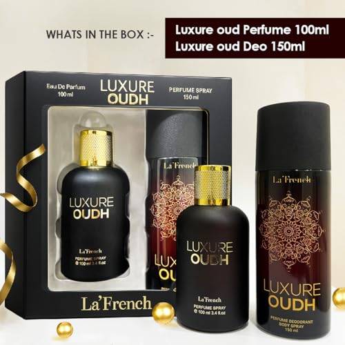 Image of La French Luxure Oudh Perfume & Deodorant Gift Set (100ml + 150ml) - Unisex Long-Lasting Luxury Fragrance Set, Perfect for Men & Women, Premium Gift for Special Occasions