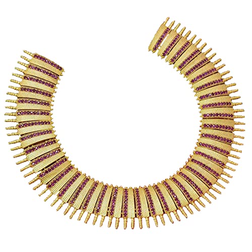 Image of KOLLAM SUPREME ANTIQUE GOLD PLATED BROAD MATTE FINISH RUBY NECKLACE FOR WOMEN
