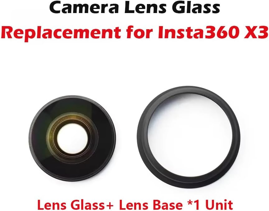 [1 Pcs] Camera Lens Glass Replacement for Insta360 X3, 360° Lens Repair Part with Mounting Ring, Compatible with Insta 360 X3 Action Camera Accessories