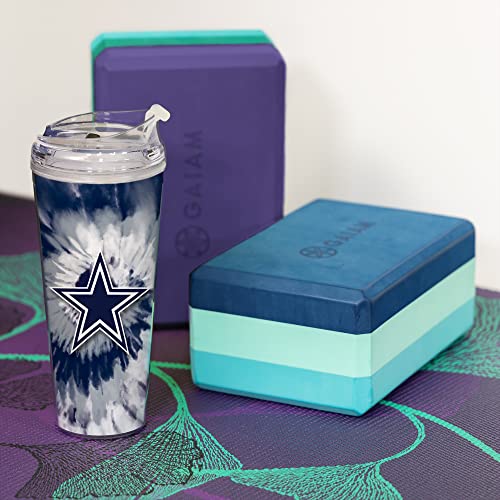 Image of Rico Industries NFL Football Glitter 24oz Acrylic Glitter Tumbler with Hinged Lid, Officially Licensed Double Wall Tumbler with Straw