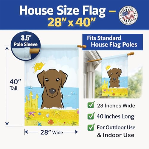 Grand drapeau de maison Labrador marron sur la plage déco extérieure - 5